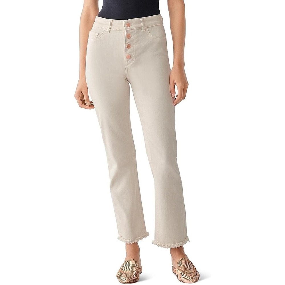 DL1961 Mara Ankle Straight High Rise Instasculpt Jeans Sandshell 30 Cream A